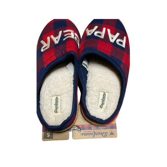 New Men's Dearfoams Papa Bear Plaid Christmas Slippers Size Sm 7/8 - Picture 3 of 4
